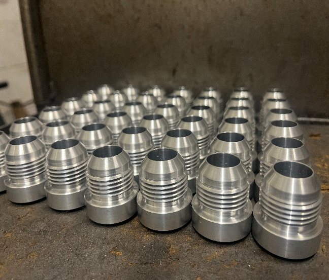 Batch of CNC turned aluminium fittings
